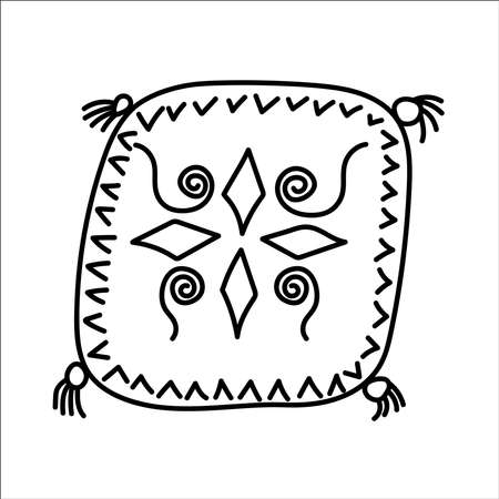 Doodle pillow illustration. Hand drawn hygge line illustration. Vector artのイラスト素材