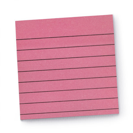 Pink square note book paper, top view. Isolated on a white background.の写真素材