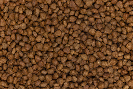 Full frame close up macro image of cat dry food kibbles