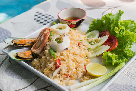 Sea food fried riceの写真素材