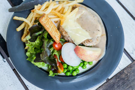 pork chops with cheeseの写真素材