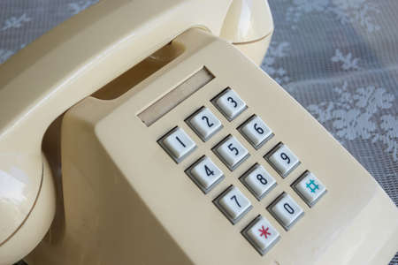 White old telephone White key padの写真素材