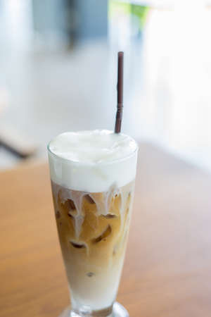 Creamy white on Ice latteの写真素材