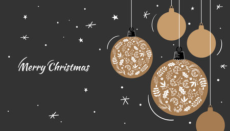 Set of hand drawn Christmas baubles. Decoration isolated elements. Doodles and sketches vector illustrationのイラスト素材