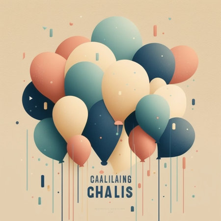 A poster with multicolored balloons. High quality illustrationの素材