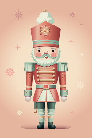 Nutcracker. Merry Christmas and Happy New Year. Vector vintage illustration of fairy tale character for greeting card, poster or background.のイラスト素材