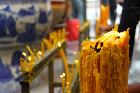 Candles in temple 
Thailandの写真素材