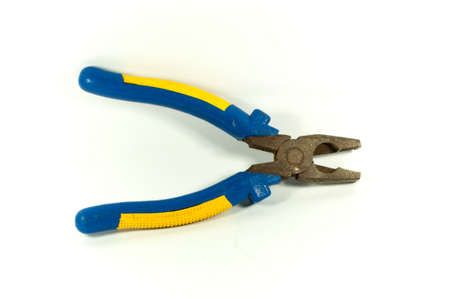 Old pliers in a white background .の写真素材