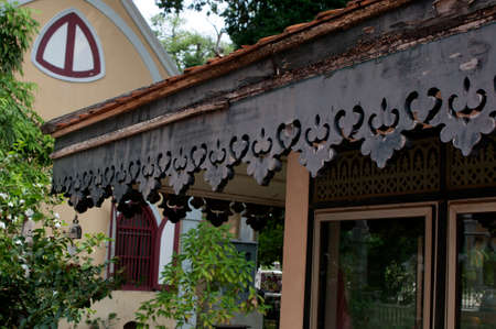 Buddhist temple The architecture of the church (Wat Niwet Thammaprewat)の写真素材