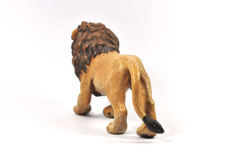 Plastic Toy Lion on White Background.の写真素材