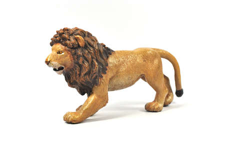 Plastic Toy Lion on White Background.の写真素材