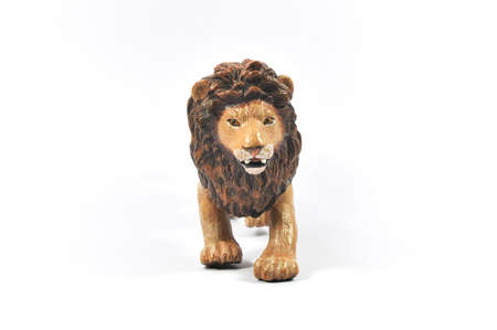 Plastic Toy Lion on White Background.の写真素材