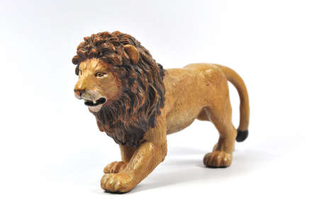 Plastic Toy Lion on White Background.の写真素材