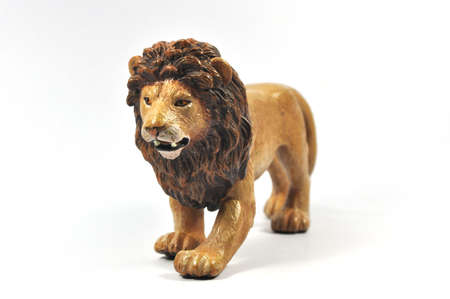 Plastic Toy Lion on White Background.の写真素材
