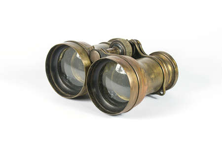 Antique binoculars on a white backgroundの写真素材