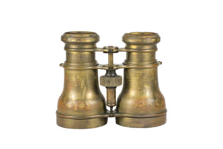 Antique binoculars on a white backgroundの写真素材