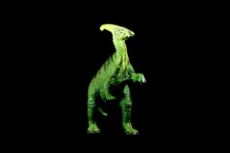 Hadrosaur dinosaur plastic on a black  backgroundの写真素材