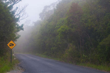 Signs the steepest way up a mountain in Thailand