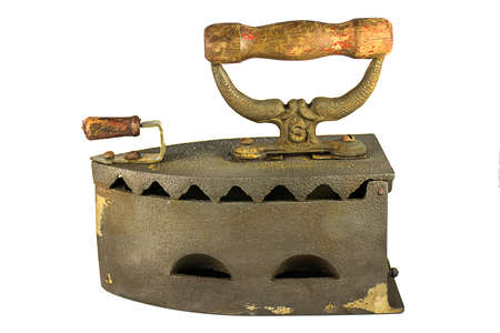 Antique iron on a white backgroundの写真素材