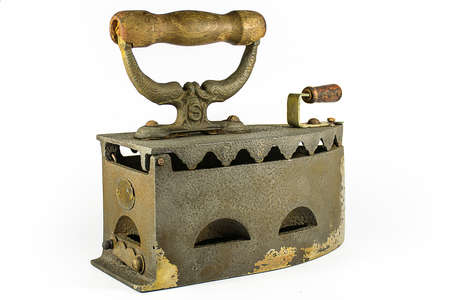 Antique iron on a white backgroundの写真素材