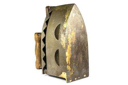 Antique iron on a white backgroundの写真素材