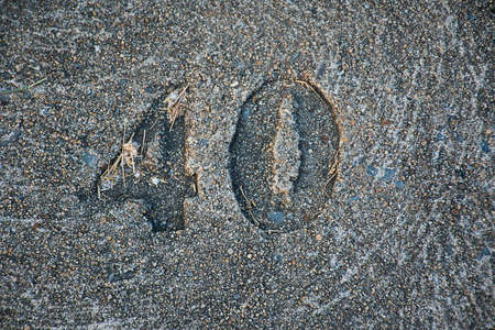 The 40 mark on the cement floor .の写真素材