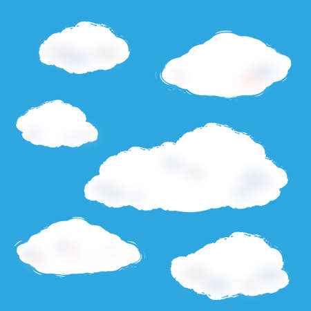 Clouds in different styles, floating clouds, clouds in the sky