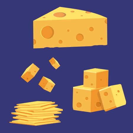 delicious cheese, cheese slices, cheese cubesのイラスト素材
