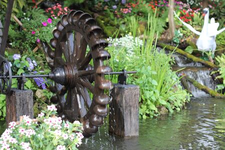 garden water wheelの写真素材