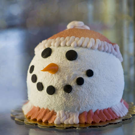 Frosty The Snowman Baked Cake, Closeupの写真素材