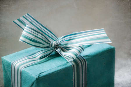 Gift Wrapped Present with Bow and Ribbonの写真素材