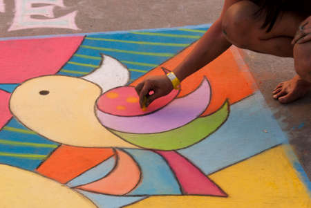 Chalk Art, Street Painting Denver, Colorado-May 31-June 1, 2014   Denver Chalk Art Festival on Larimer Square   のeditorial素材