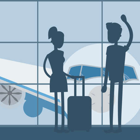 Waiting at the airport before travelingのイラスト素材