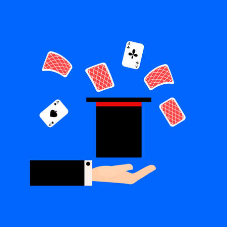 Magic hat magician with cards illustrationのイラスト素材