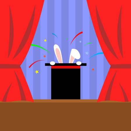 Magician shows the focus of the rabbit in the hatのイラスト素材