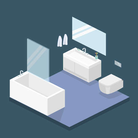 Isometric flat 3D concept interior of bathroom insideのイラスト素材