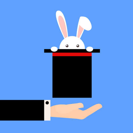 Magician shows the focus of the rabbit in the hatのイラスト素材