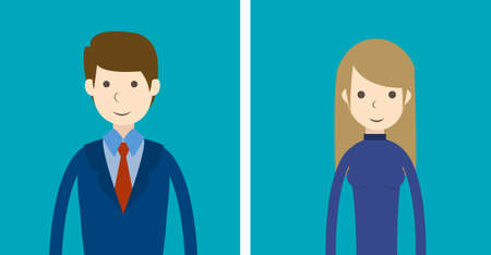 Businessman and businesswoman in the flat style design icon vectorのイラスト素材