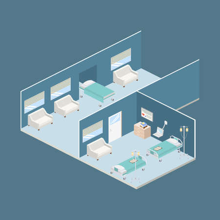 Isometric hospital design interior vector illustration 3Dのイラスト素材