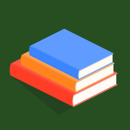 Isometric 3D vector illustration a stack of books and textbooks. Books with colored covers for education. Set of objectのイラスト素材