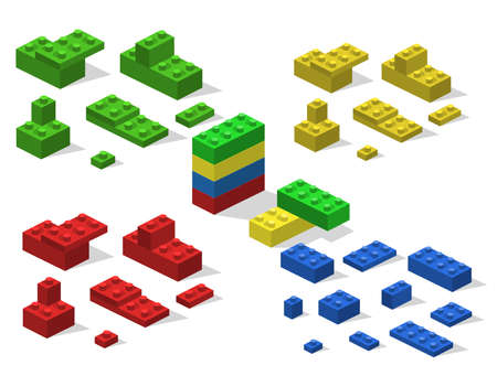 Isometric 3D vector illustration toy for children constructor and building blocksのイラスト素材