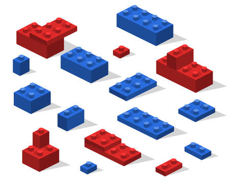Isometric 3D vector illustration toy for children constructor and building blocksのイラスト素材