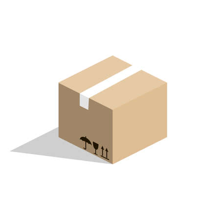 Isometric 3D vector illustration cardboard box for goodsのイラスト素材
