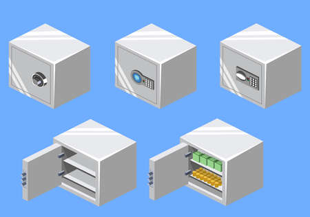 Isometric 3D vector illustration Safe for saving money and documents. Subject of property securityのイラスト素材
