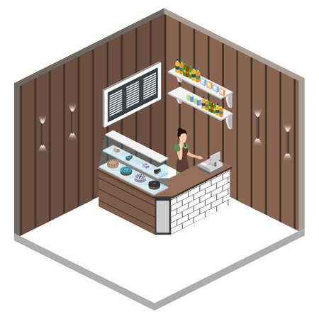 Coffee shop interior design illustration.のイラスト素材