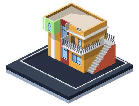 Isometric 3D flat illustration vector design houses cityのイラスト素材