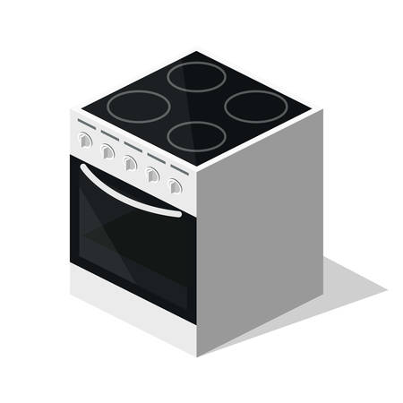 Isometric 3D flat illustration concept collection of home appliances. Gas and electric stove for kitchenのイラスト素材