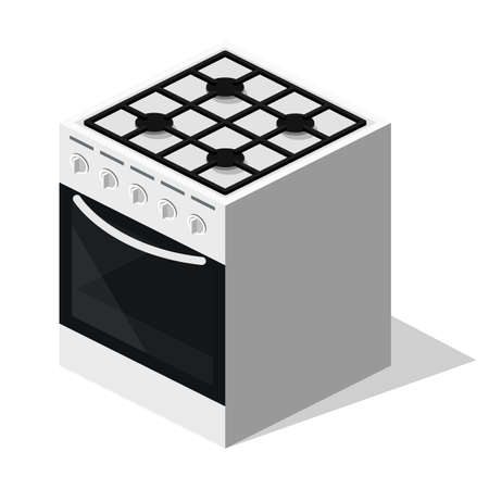Isometric 3D flat illustration concept collection of home appliances. Gas and electric stove for kitchenのイラスト素材