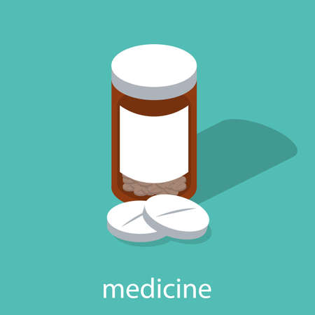 Antibiotics and medicines for treatment Isometric 3D vector illustrationのイラスト素材