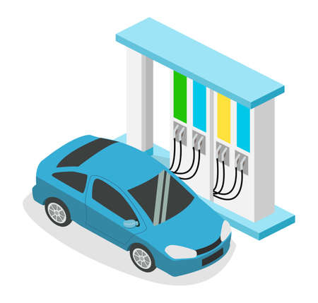 Isometric 3D vector illustration petrol station, gas station for carsのイラスト素材
